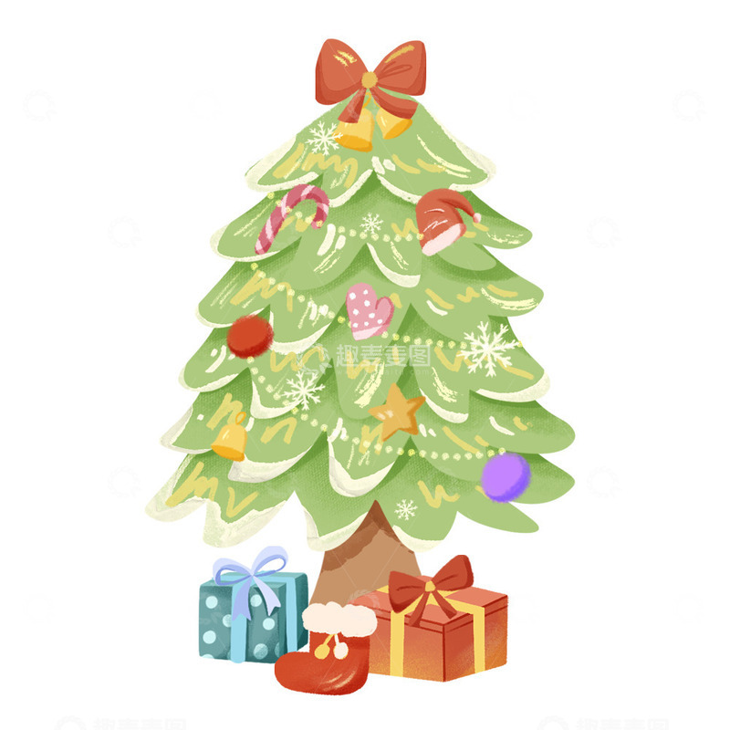 源文件下载【趣麦麦图】手绘卡通圣诞树