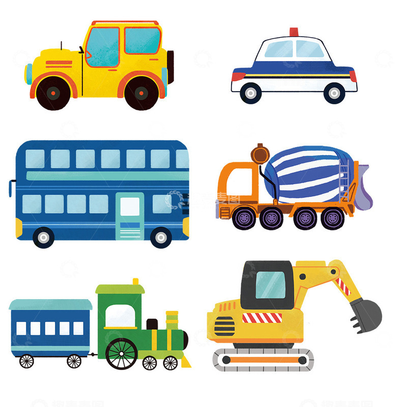 源文件下载【趣麦麦图】各类交通工具车