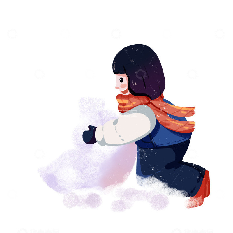 源文件下载【趣麦麦图】冬日肌理人物堆雪人