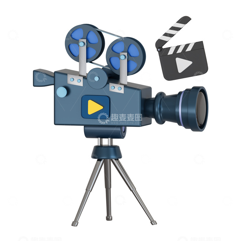 源文件下载【趣麦麦图】3D立体卡通摄影机视频播放器摄像机模型