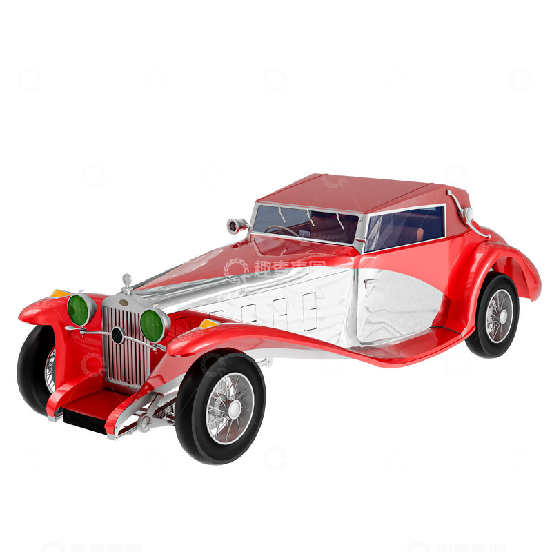 源文件下载【趣麦麦图】红色豪华老爷车