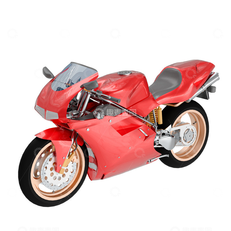 源文件下载【趣麦麦图】现代红色超跑摩托916