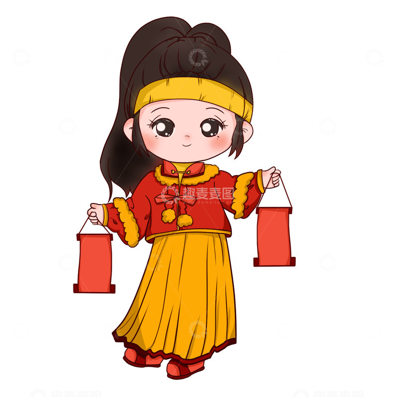 源文件下载【趣麦麦图】-新年喜庆卡通对联祝福龙年元旦