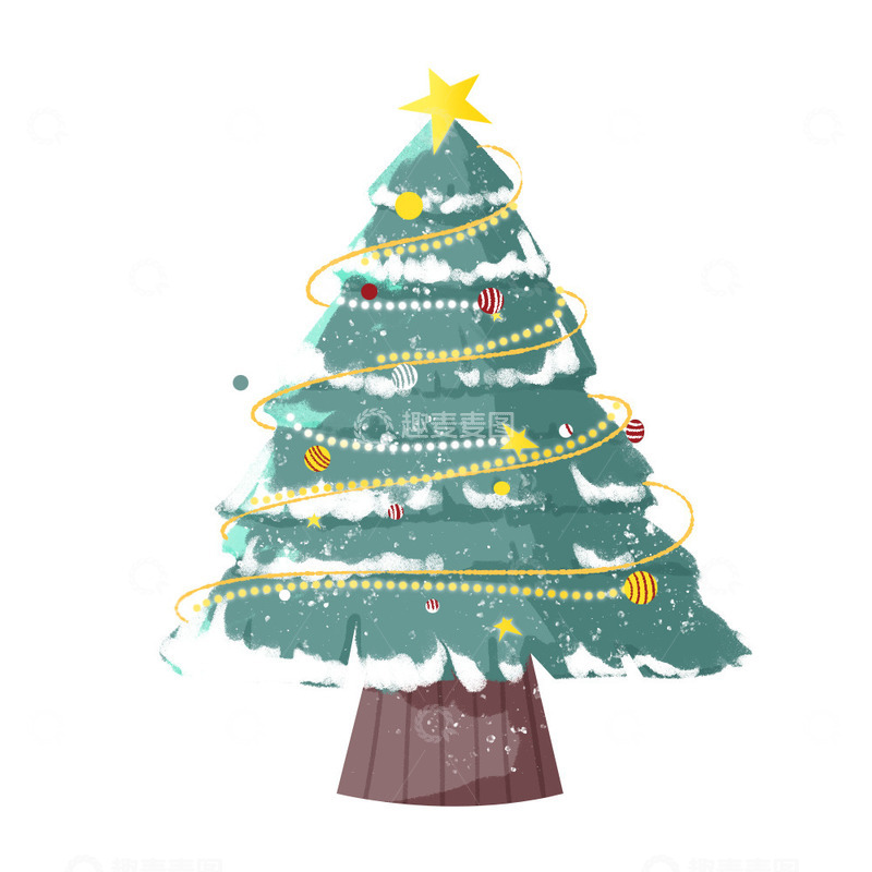 源文件下载【趣麦麦图】简约肌理圣诞树圣诞节