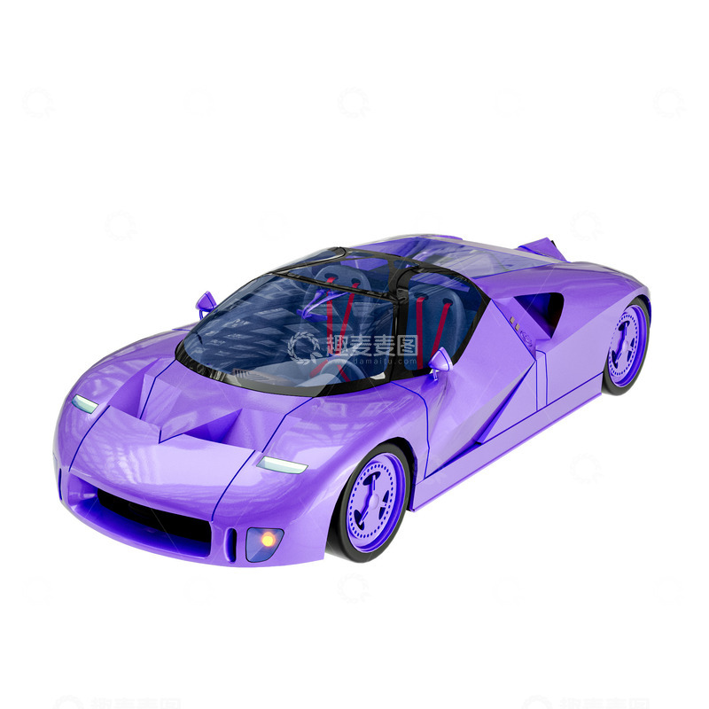 源文件下载【趣麦麦图】写实紫色豪华跑车