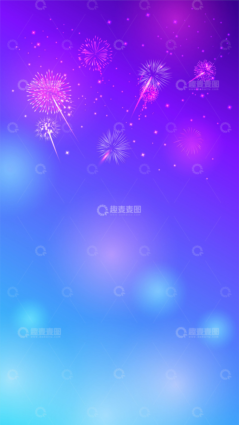 源文件下载【趣麦麦图】紫蓝色烟花绽放年会宣传展板背景