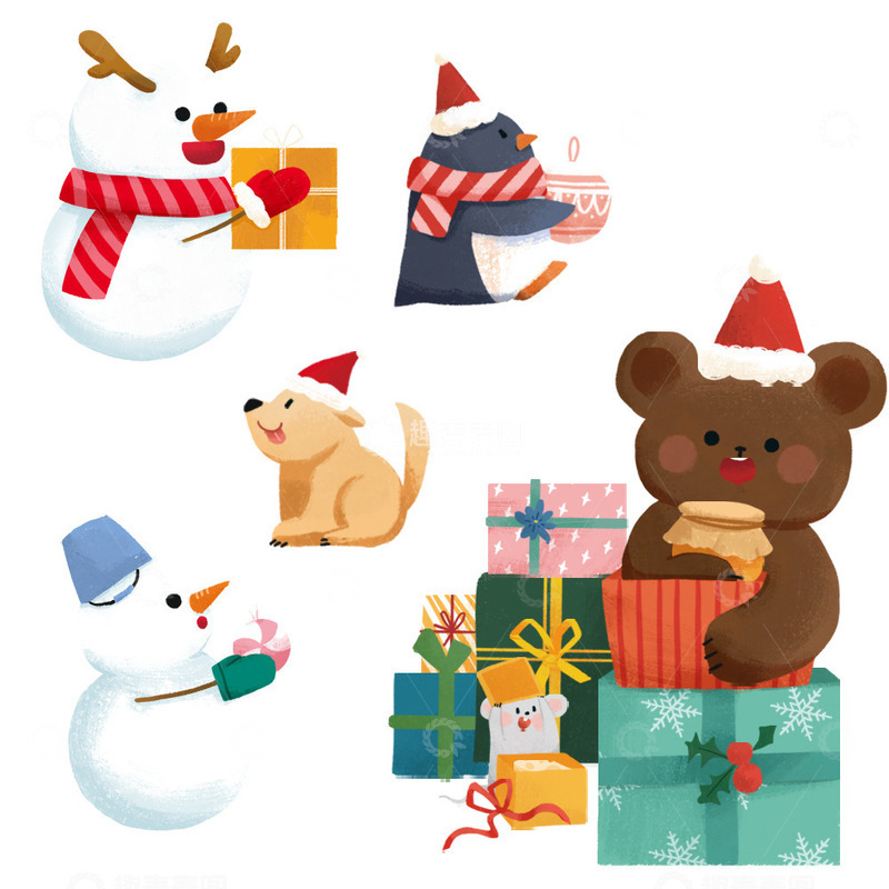 源文件下载【趣麦麦图】动物们的圣诞节