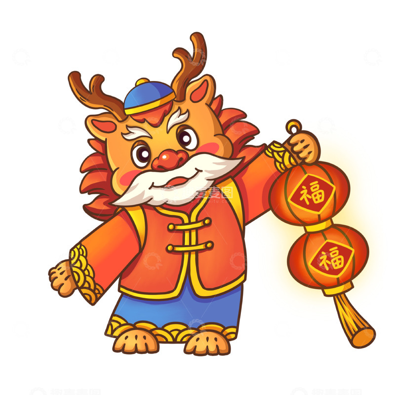 源文件下载【趣麦麦图】春节新年龙灯笼卡通