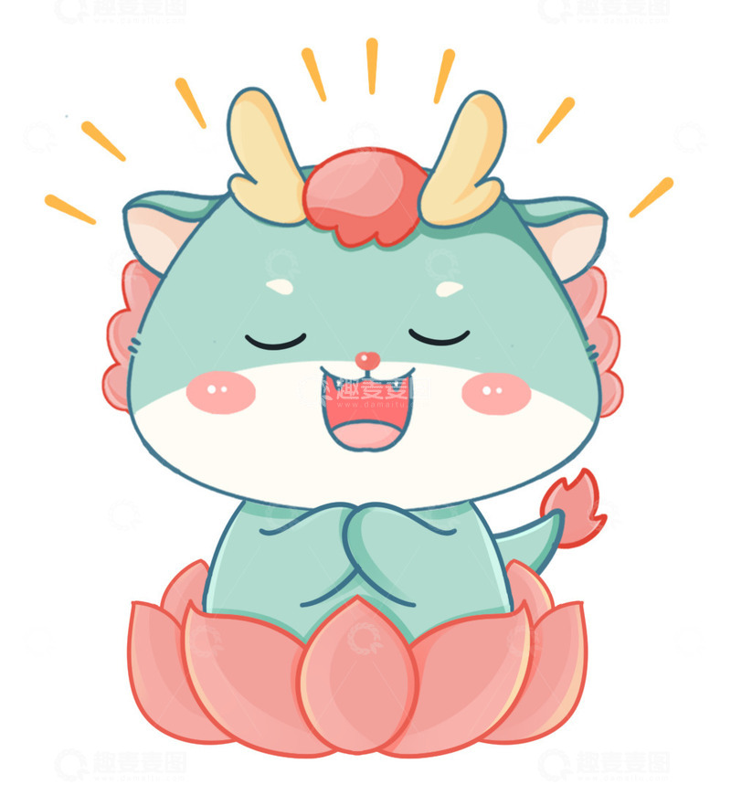 源文件下载【趣麦麦图】2024龙年荷花莲花青龙元素