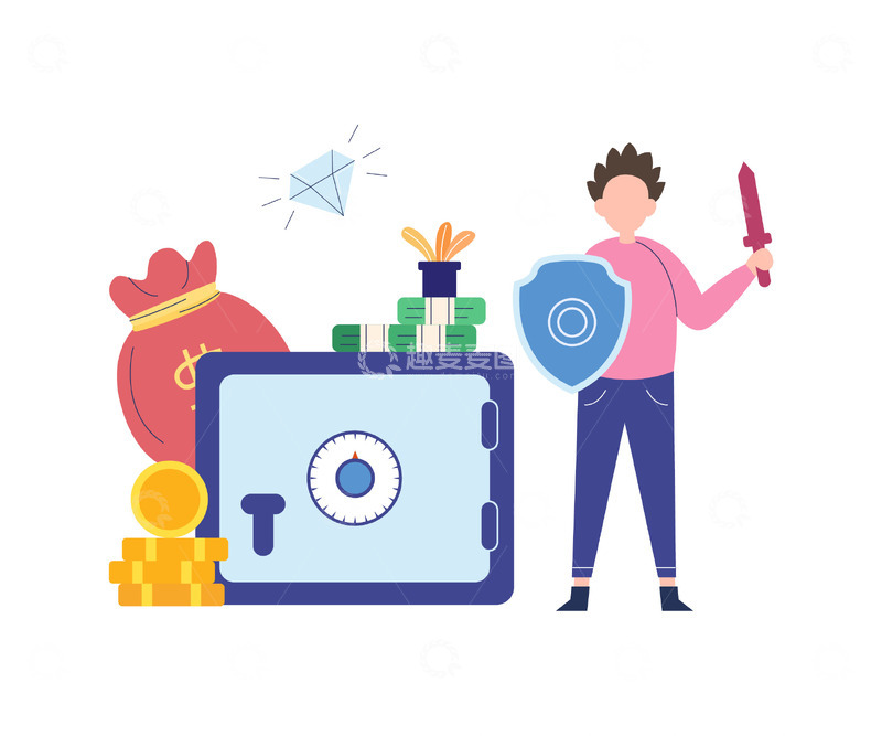 源文件下载【趣麦麦图】扁平简约金融保险人物元素