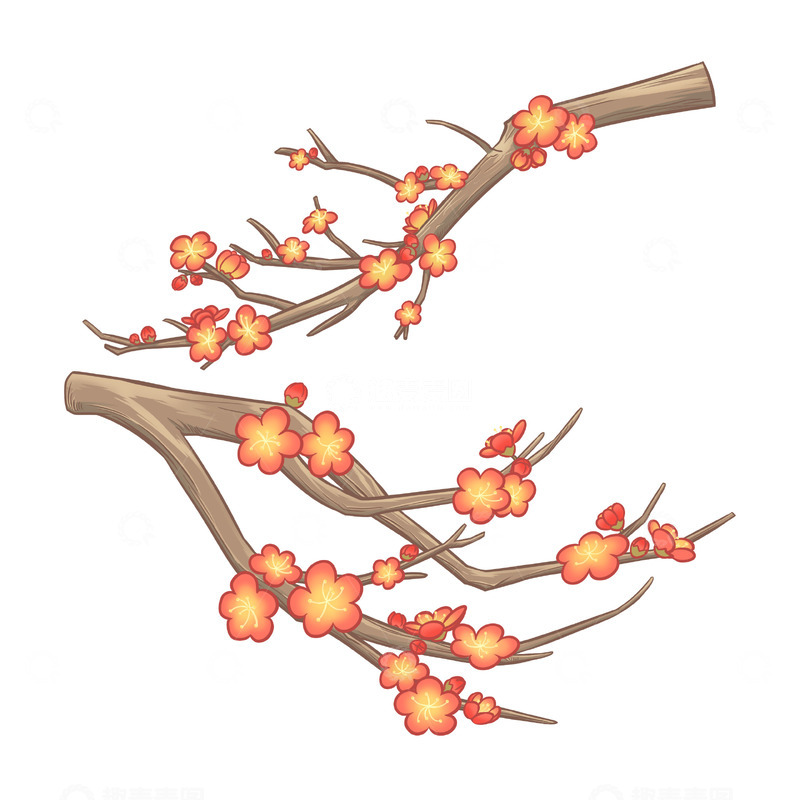 源文件下载【趣麦麦图】春节元旦梅花