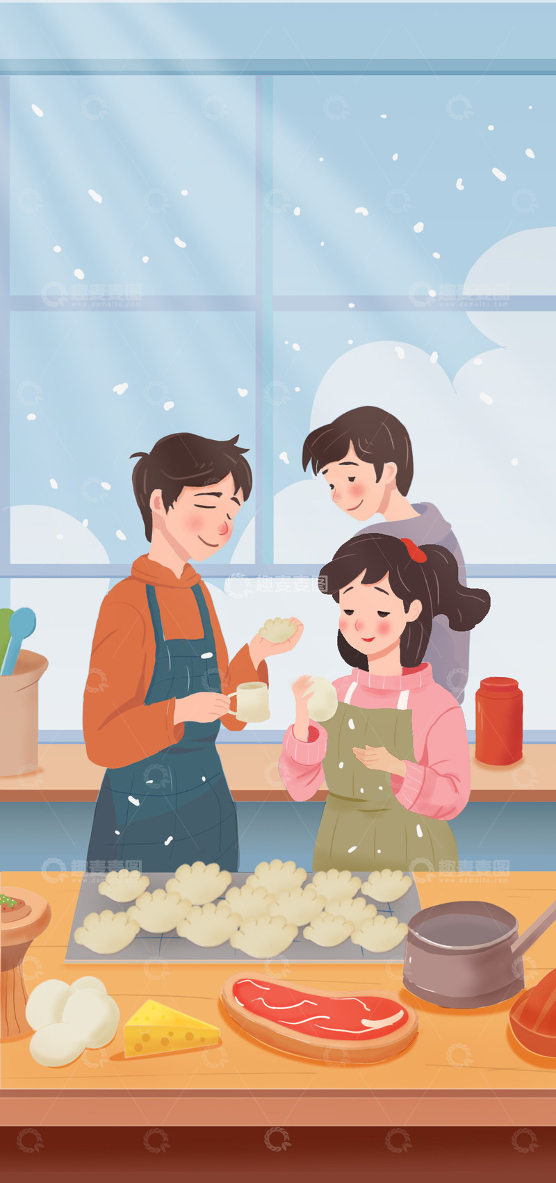 源文件下载【趣麦麦图】冬至背景海报