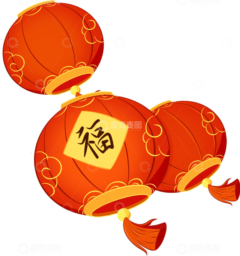 源文件下载【趣麦麦图】春节 灯笼 手绘 位图 原创