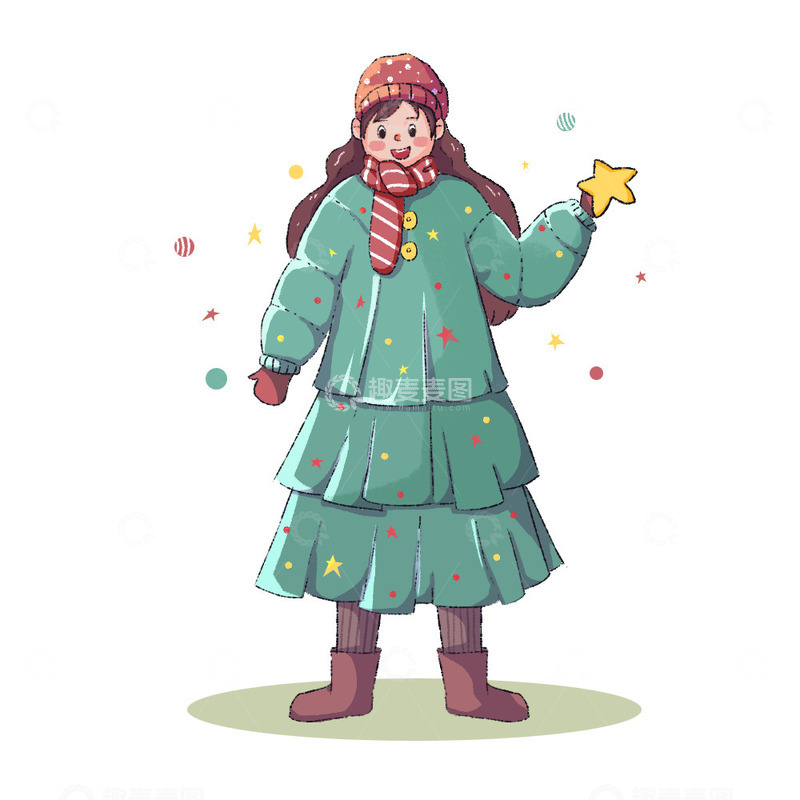 源文件下载【趣麦麦图】简约圣诞女孩穿搭