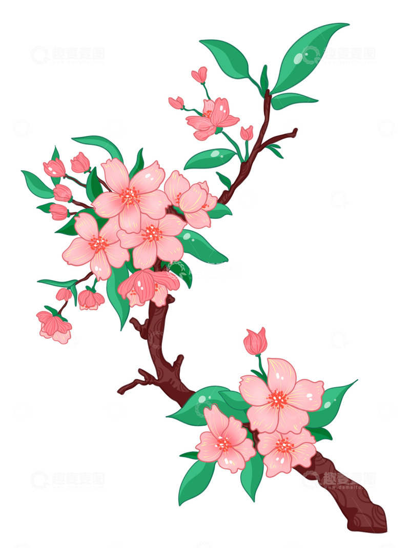 源文件下载【趣麦麦图】新春美丽的桃花