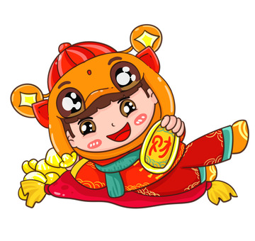 新年可爱男孩招财猫