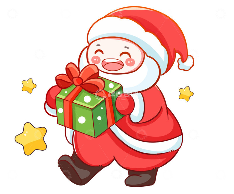 源文件下载【趣麦麦图】卡通可爱的圣诞老人送礼物元素