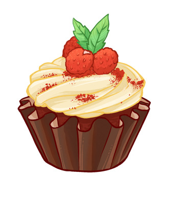 甜品草莓奶油纸杯小蛋糕，