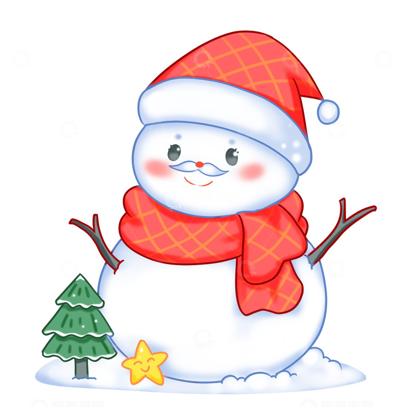 源文件下载【趣麦麦图】圣诞节装饰元素雪人圣诞树