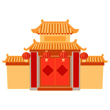 新年房屋红灯笼