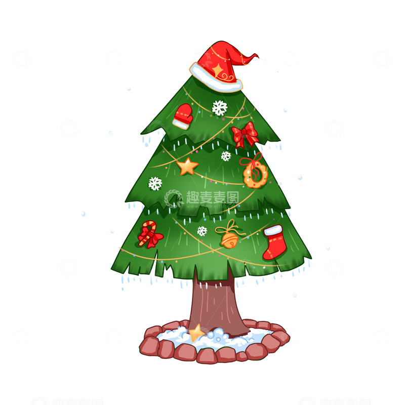 源文件下载【趣麦麦图】圣诞树元素圣诞帽圣诞袜