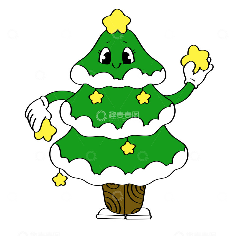 源文件下载【趣麦麦图】潮流圣诞拟人圣诞树