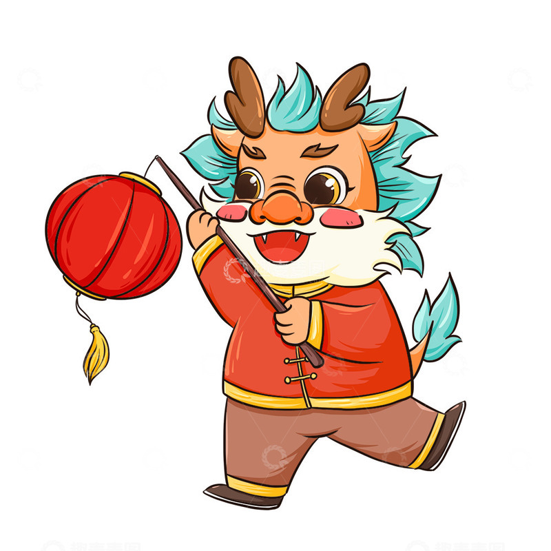 源文件下载【趣麦麦图】提着灯笼国潮风卡通龙