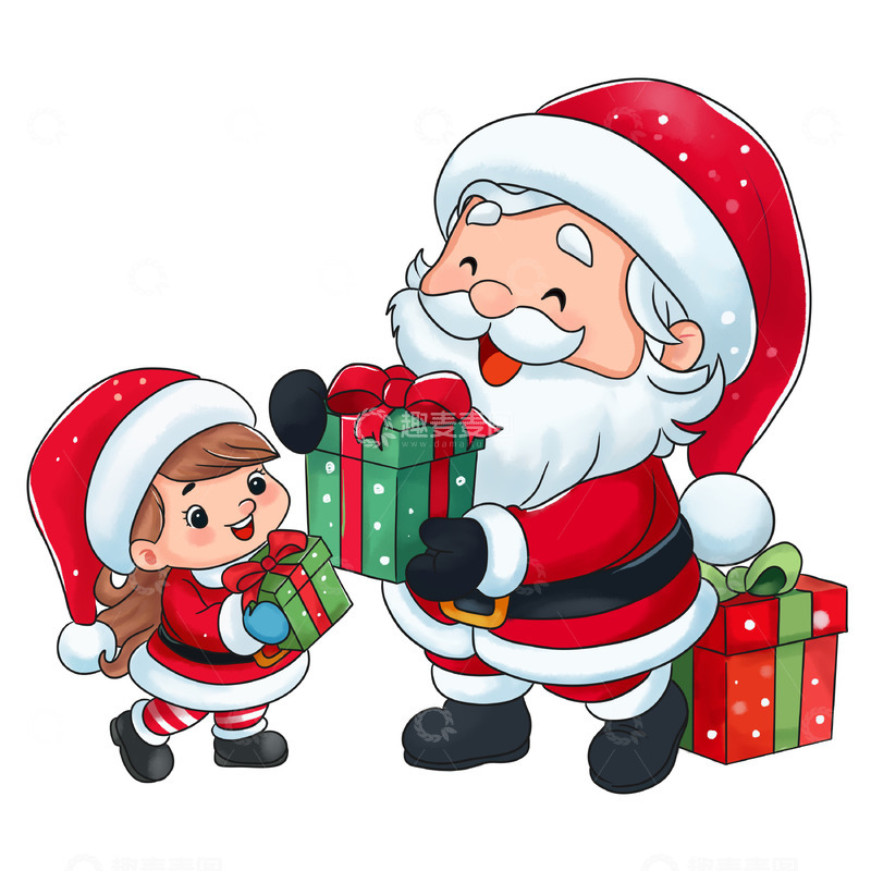 源文件下载【趣麦麦图】送礼物的圣诞老人