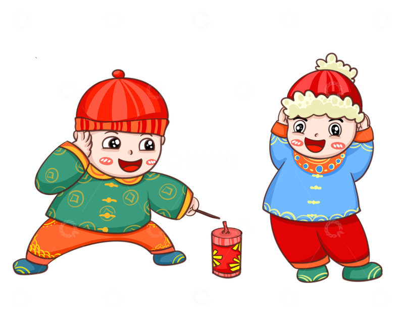 过年放鞭炮的孩子