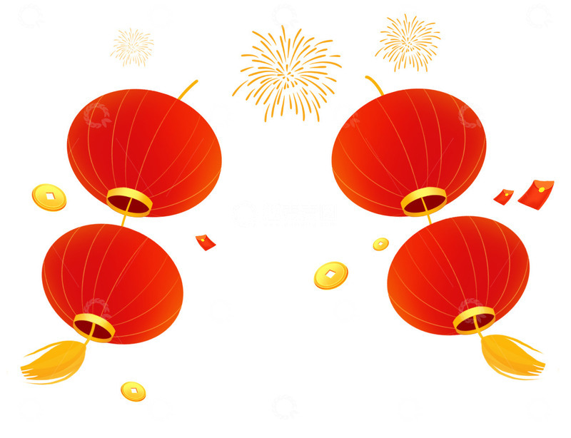 源文件下载【趣麦麦图】中国风古风新年灯笼烟花元素
