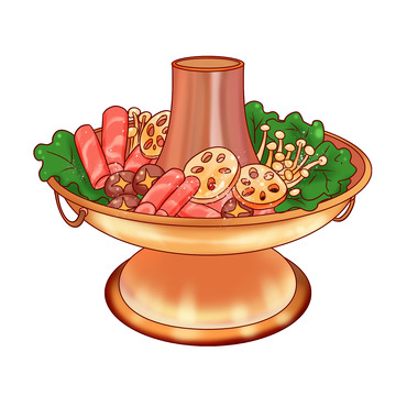元旦海报背景元素麻辣火锅团圆美食吃货必备