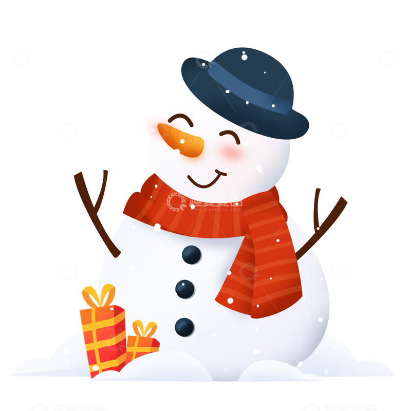 卡通可爱冬季雪人圣诞节日装饰元素