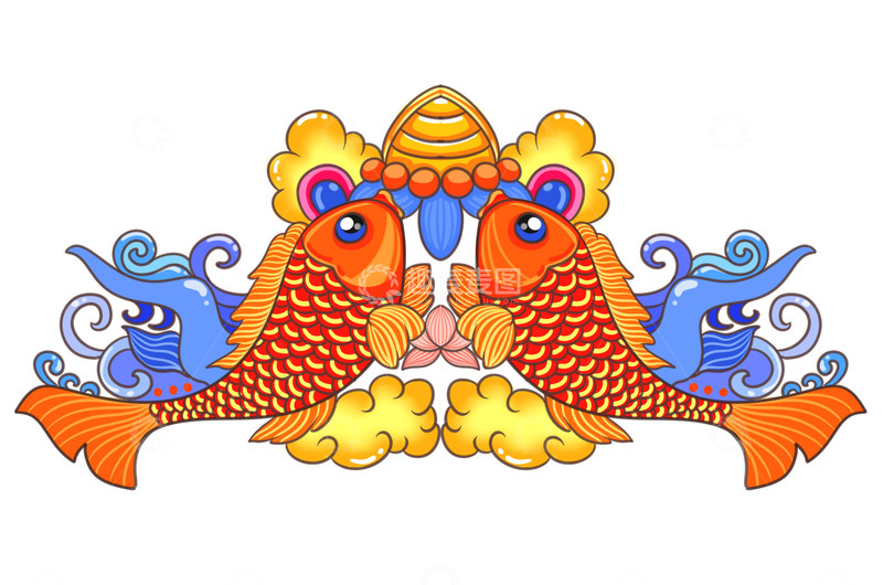 源文件下载【趣麦麦图】传统纹样锦鲤