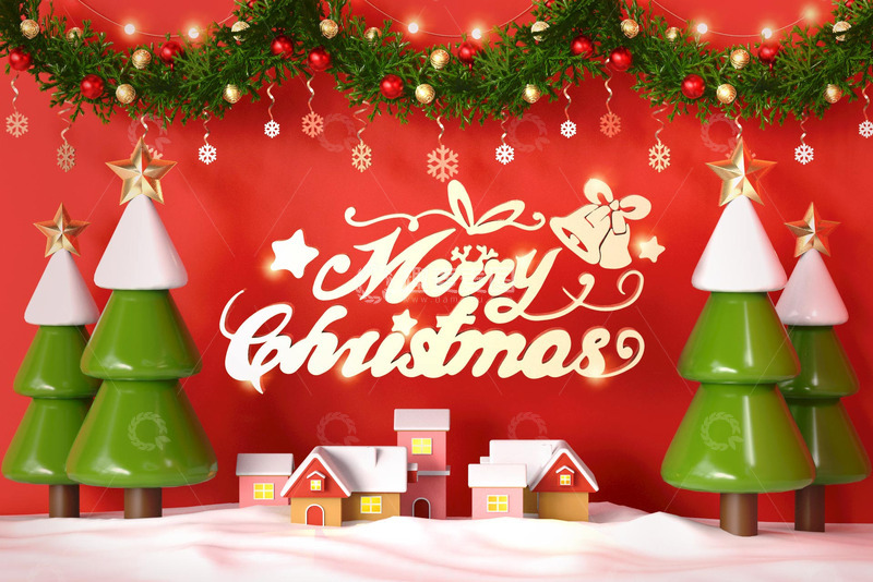 源文件下载【趣麦麦图】圣诞海报背景场景