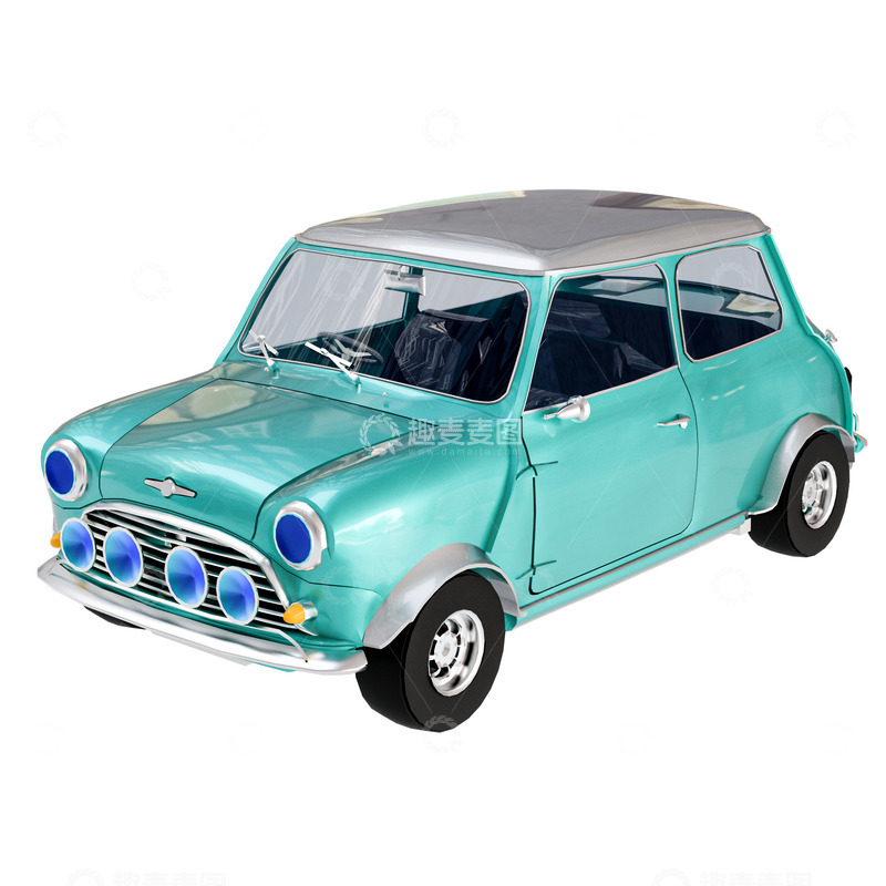 源文件下载【趣麦麦图】青色复古汽车