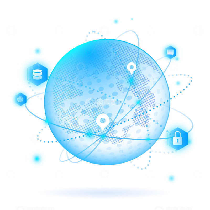 源文件下载【趣麦麦图】蓝色简约互联网企业球体几何装饰纹理元素