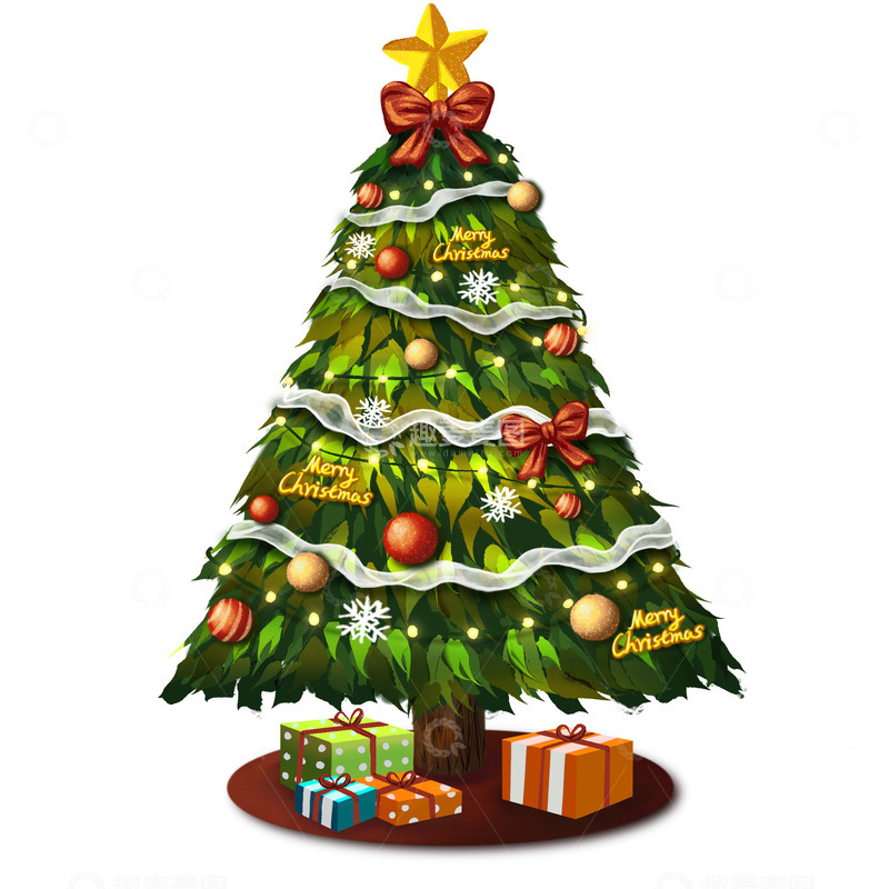 源文件下载【趣麦麦图】圣诞节圣诞树礼物