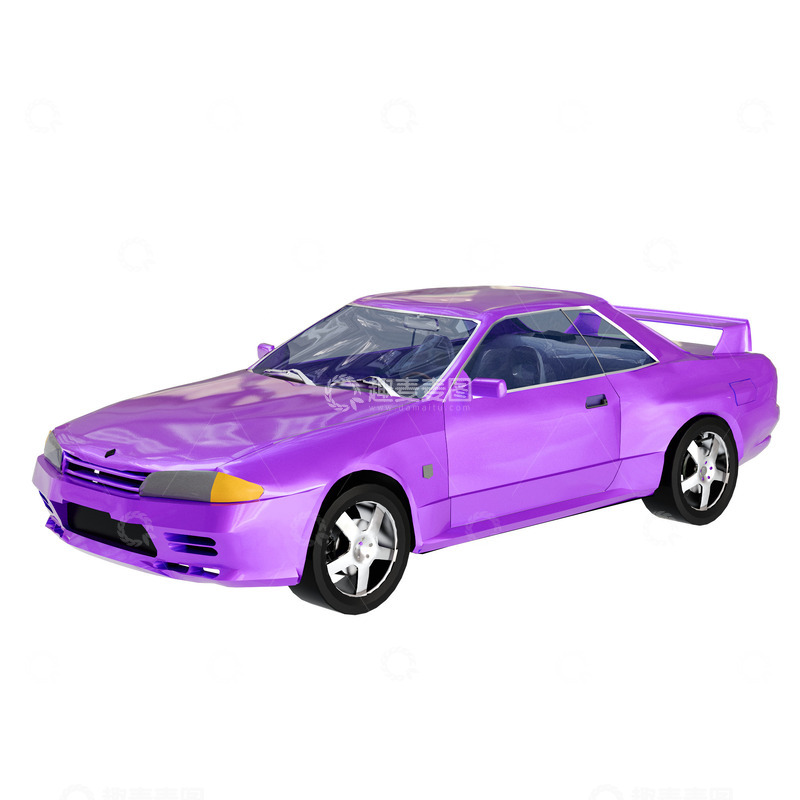 源文件下载【趣麦麦图】紫色带尾翼跑车