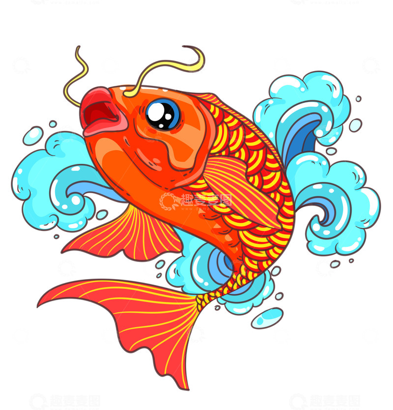 源文件下载【趣麦麦图】-美丽漂亮红色锦鲤