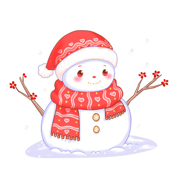 圣诞节装饰元素圣诞雪人梅花枝