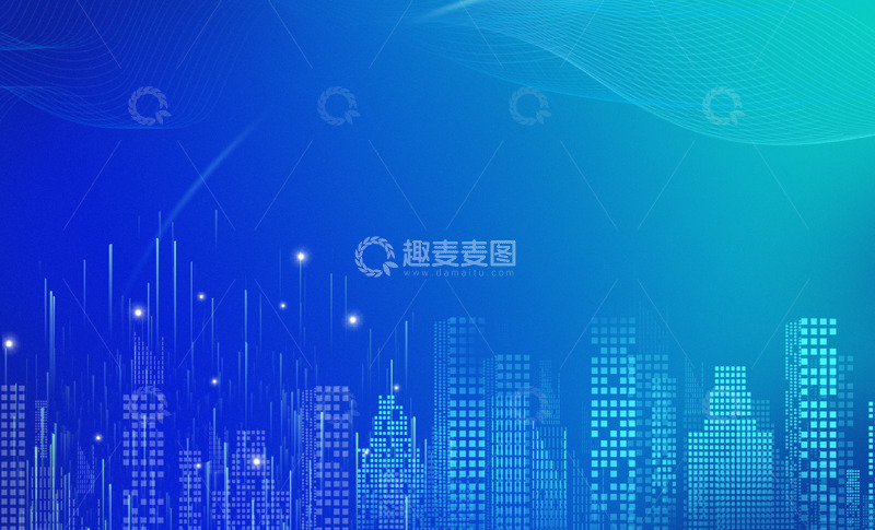 源文件下载【趣麦麦图】年会企业蓝色科技光线展板装饰背景