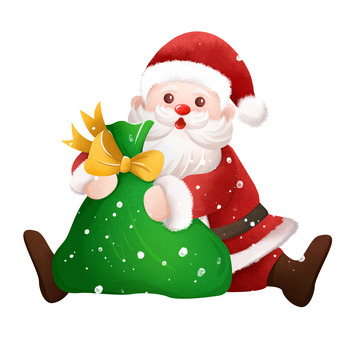 圣诞老人礼物圣诞节日手绘插画元素