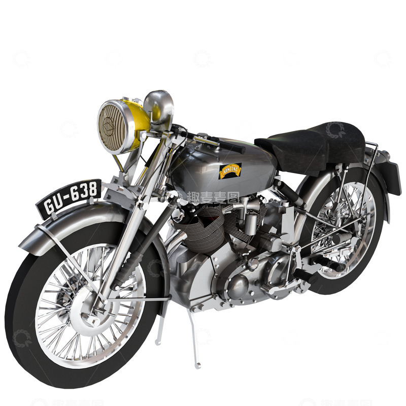 源文件下载【趣麦麦图】复古黑色摩托车