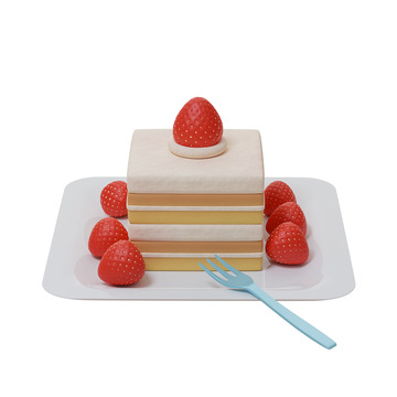 切块草莓奶油蛋糕甜点美食