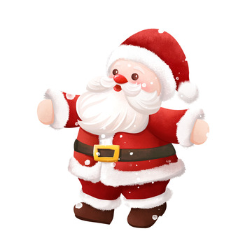 红色圣诞老人圣诞节日手绘插画元素