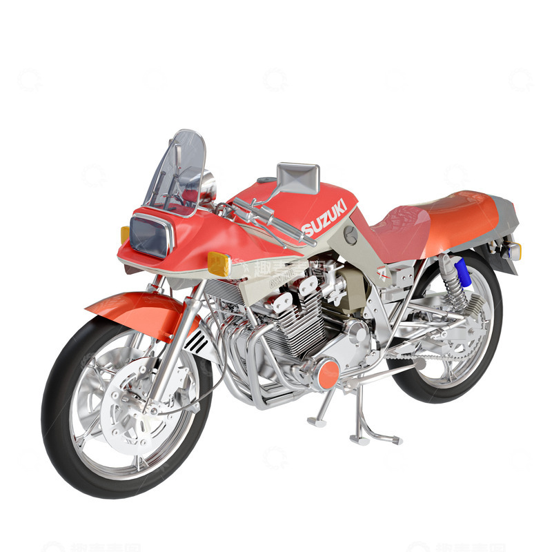 源文件下载【趣麦麦图】现代橙色摩托车