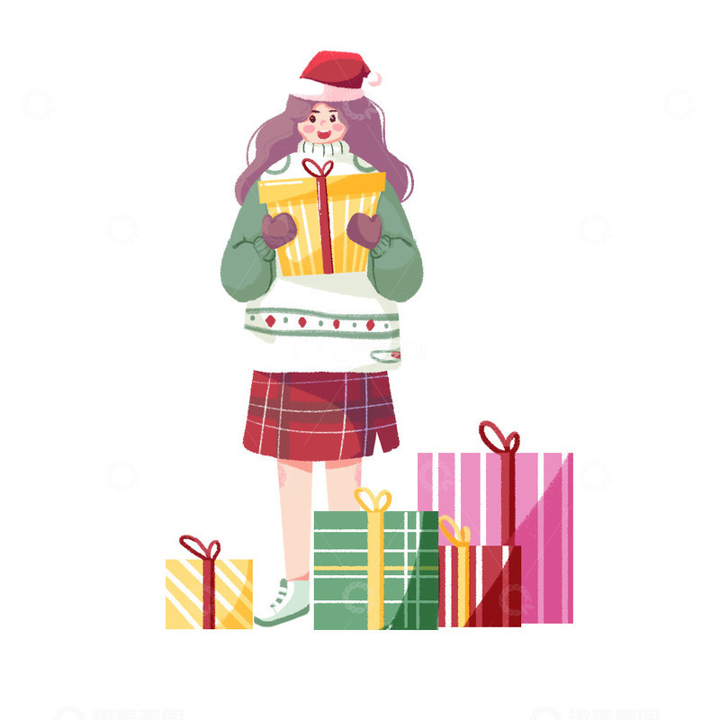 源文件下载【趣麦麦图】圣诞节简约肌理人物