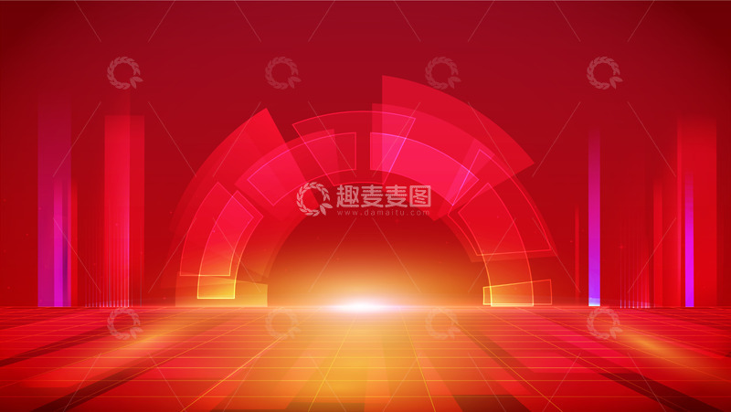 源文件下载【趣麦麦图】红色新年晚会元旦主题峰会展板背景