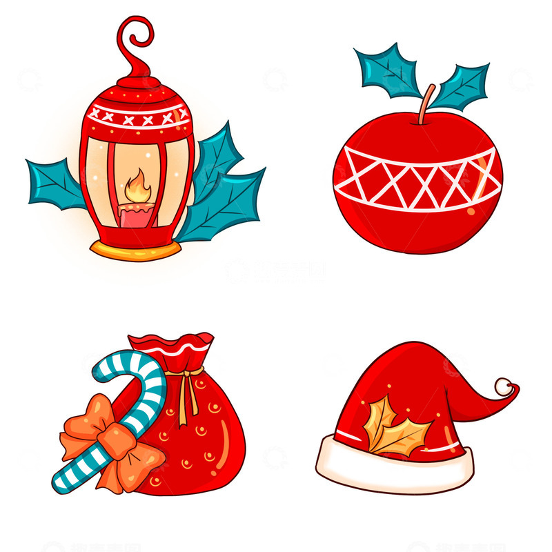圣诞装饰元素圣诞帽平安果夜灯