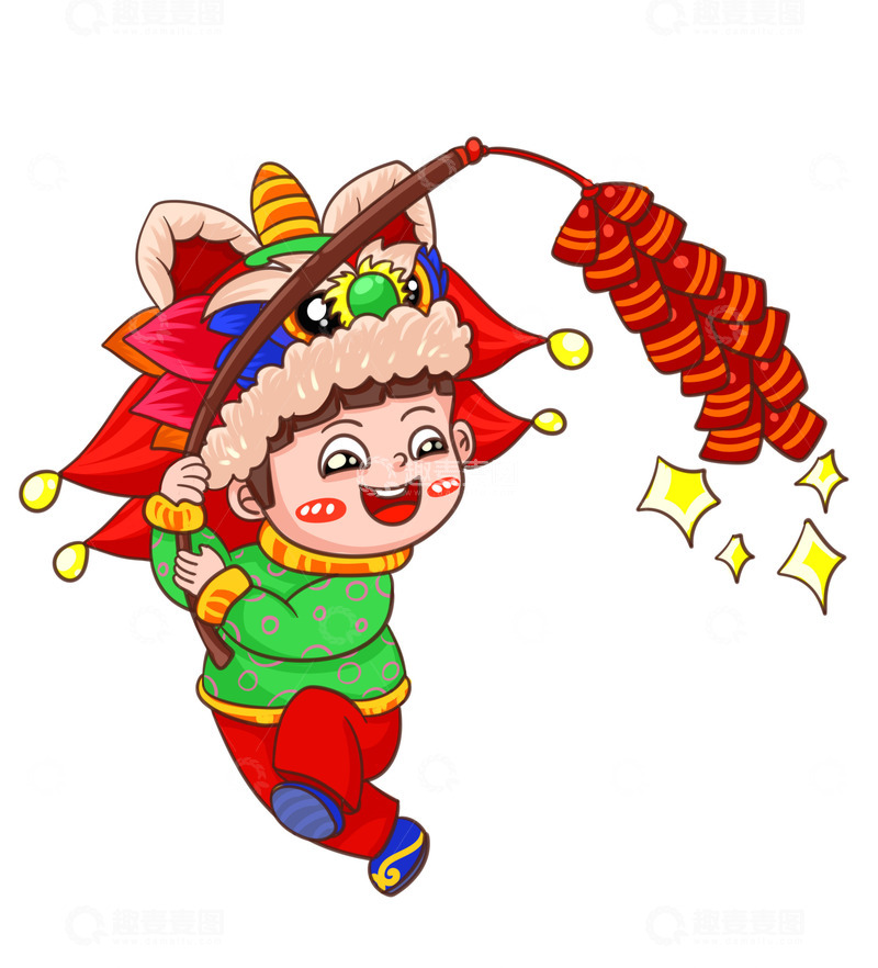 可爱小女孩放鞭炮